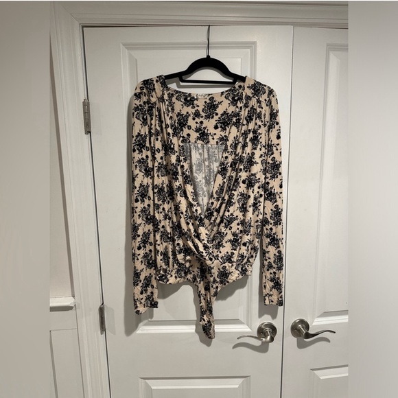 Free People Intimately Turnt Bodysuit in Cream/Black Floral - Picture 3 of 4